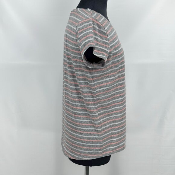Cable & Gauge Women’s Gray Pink Striped V-Neck Short Sleeve Tee Size Medium - Picture 3 of 7